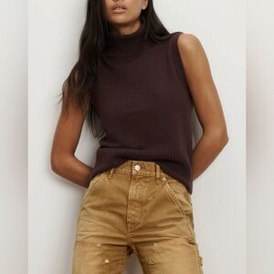 NWOT Veronica Beard Mazzy Cashmere Sweater Turtleneck Sleeveless Sweater Maroon